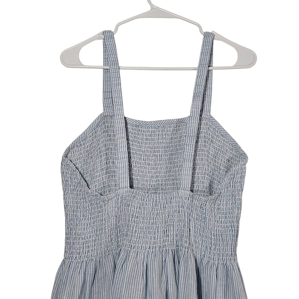 NWT J. Crew Linen/Cotton Smocked Bodice Blue Pinstripe Summer Sundress - XXL - Picture 6 of 10